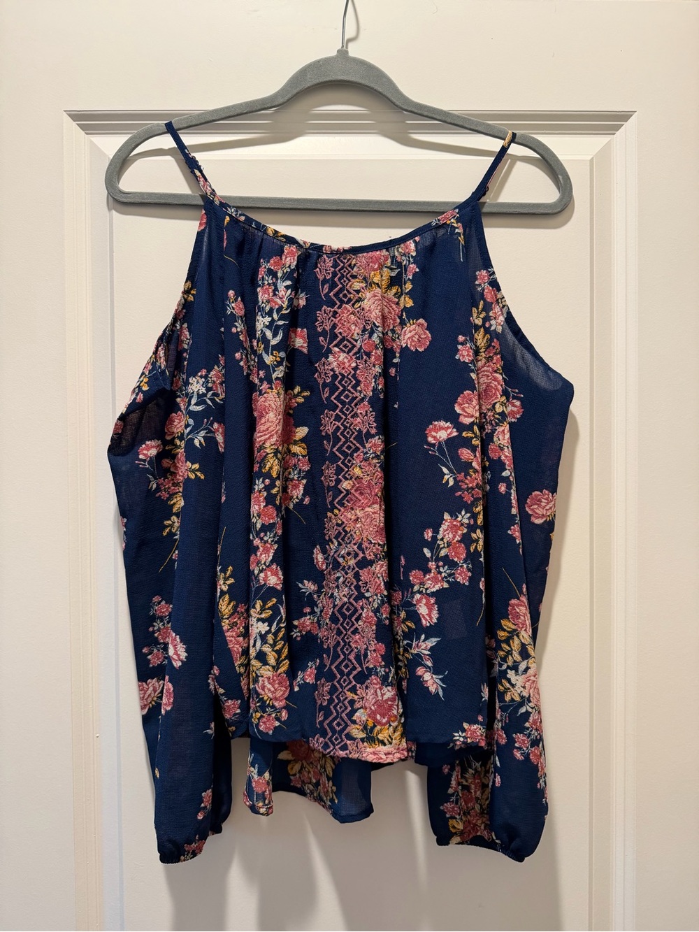 Rewind Navy Floral Spaghetti-Strap Camisole